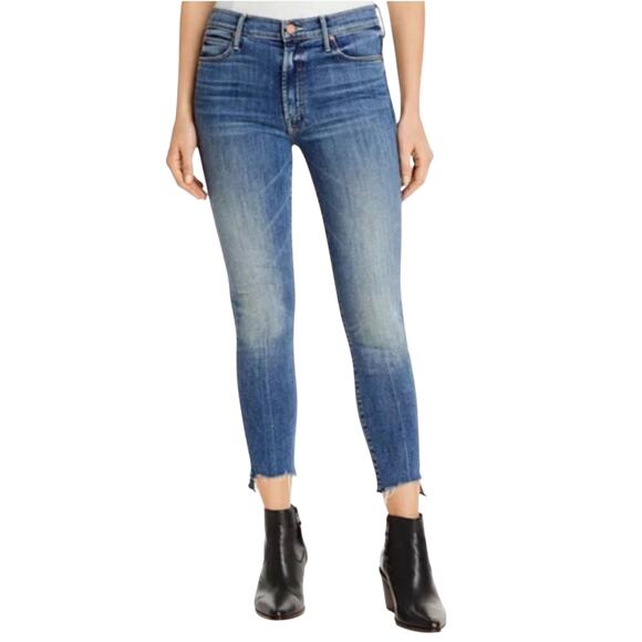 Mother Stunner Zip Ankle Step Fray Walking on Coals Denim Jeans Grunge Size 27 - Picture 1 of 15